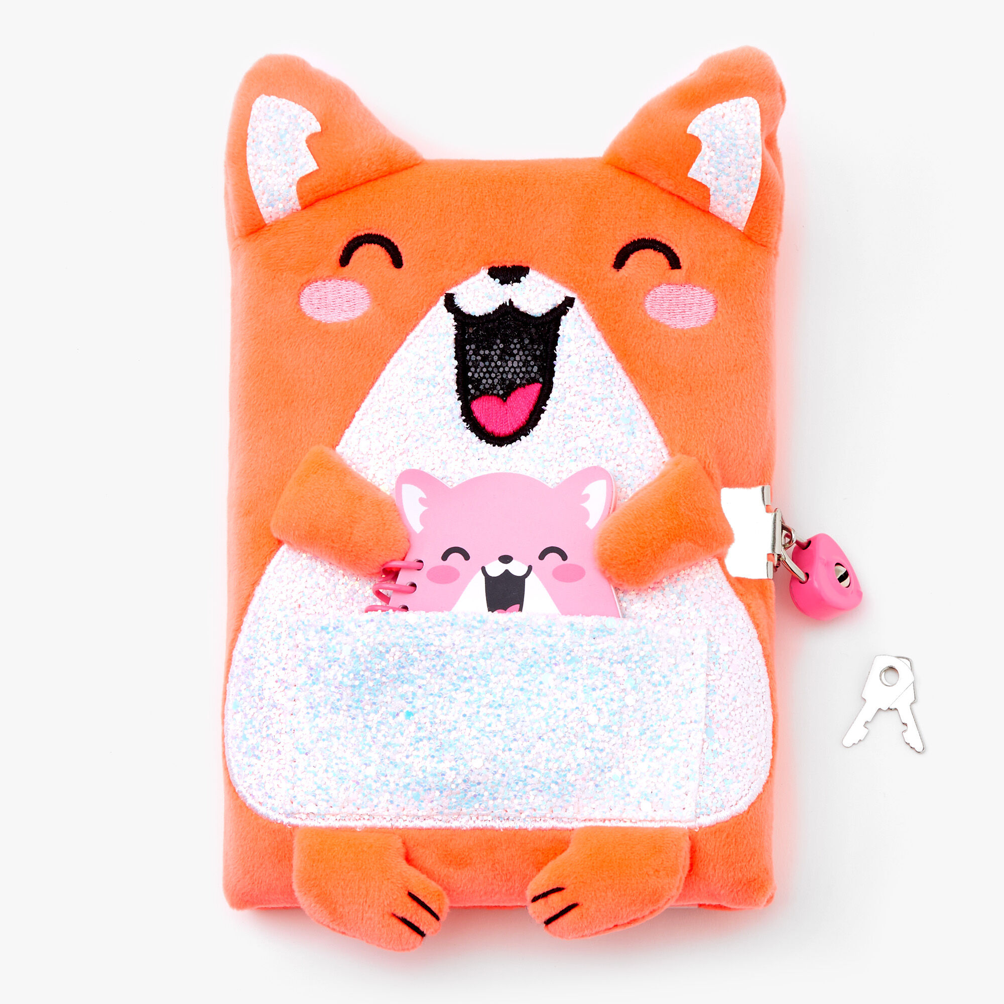 Claire's Orange Hamster Girls Diary with Lock and Key - Plush